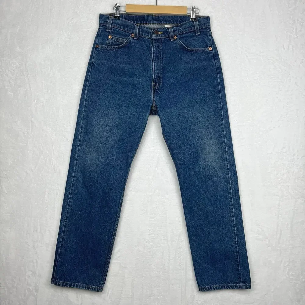 Levi’s Vintage Jeans 505 Mens 34x30 “33x29.5” Straight Leg Orange Tab 90s Blue